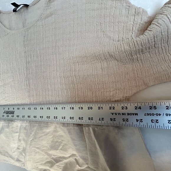 Tahari Womens Beige Textured Linen Cotton Blend Loose Fit Blouse XL Lightweight - Picture 5 of 7